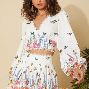 Butterfly & Floral Crop Top